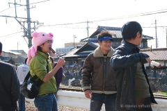Pig eating man eating cockpop