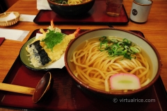 Udon soup and Tempura Prawns